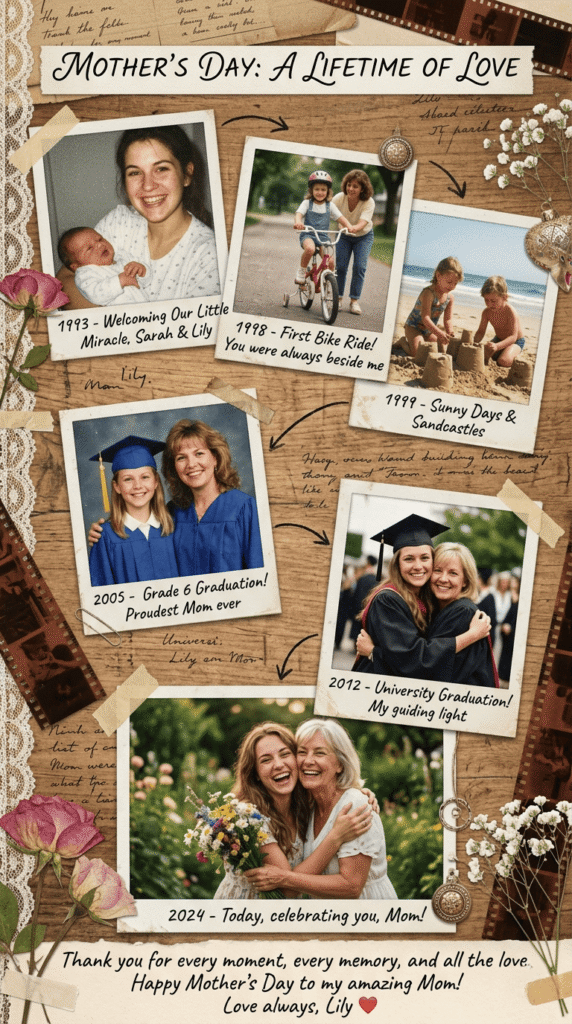Mother’s Day Card , A Nostalgic Memory Timeline