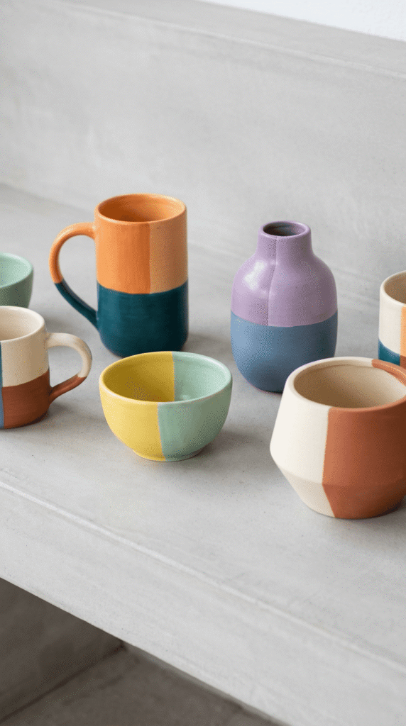 Pottery Painting , Color-Block Halves