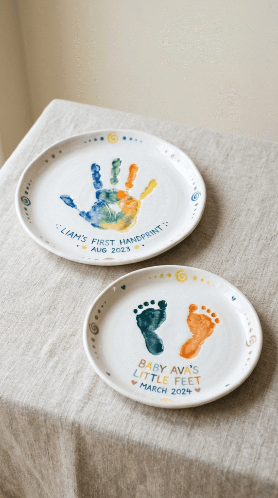 Pottery Painting , Handprint Keepsake Plates