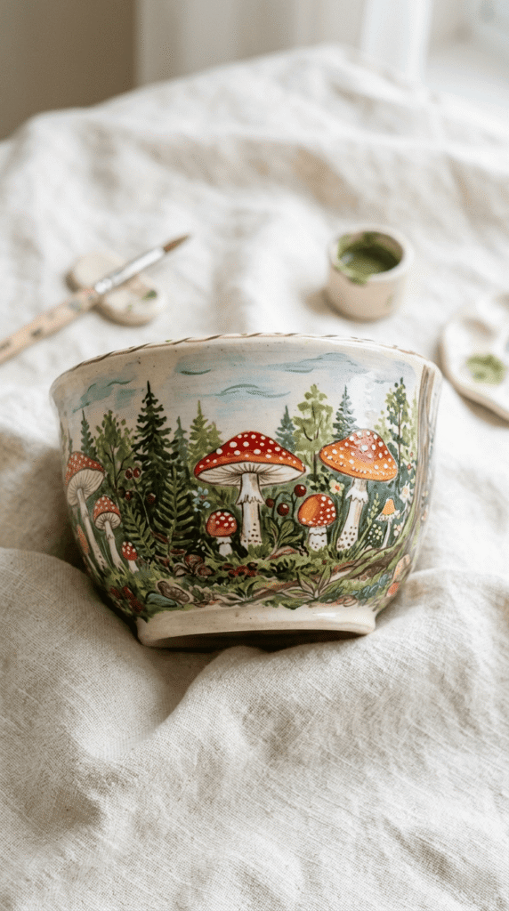 Pottery Painting ,Mushroom and Forest Scenes
