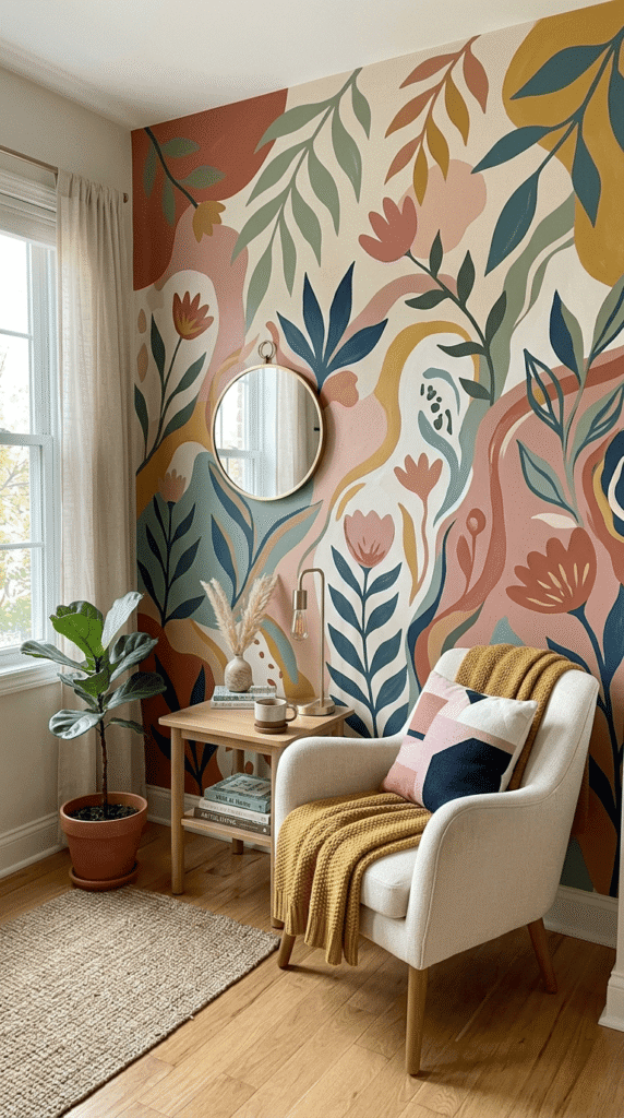 Whimsical design , Painted Mural Accent Wall (Renter-Friendly Version)