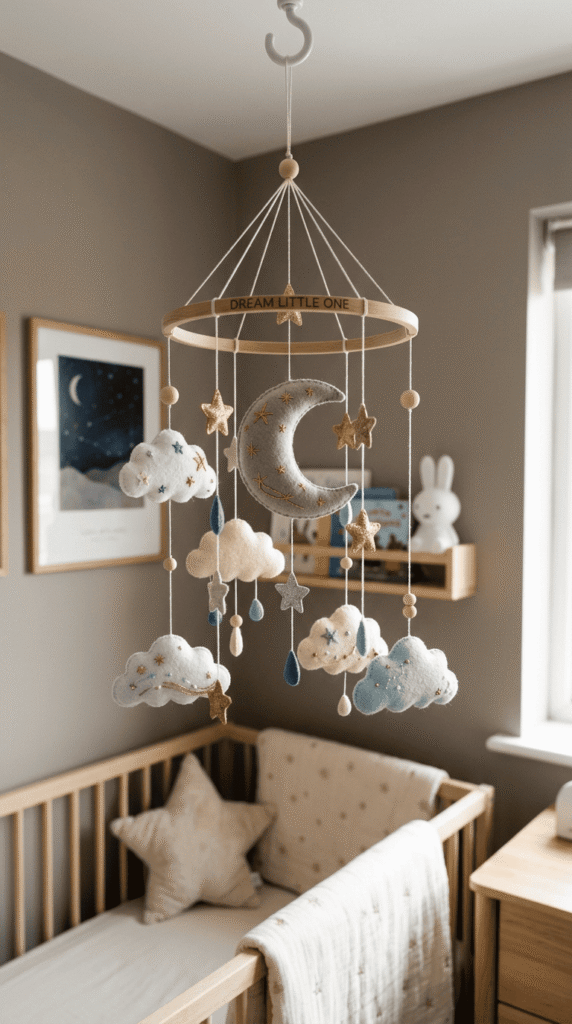 Whimsical design ,The Moon and Cloud Mobile Hanging