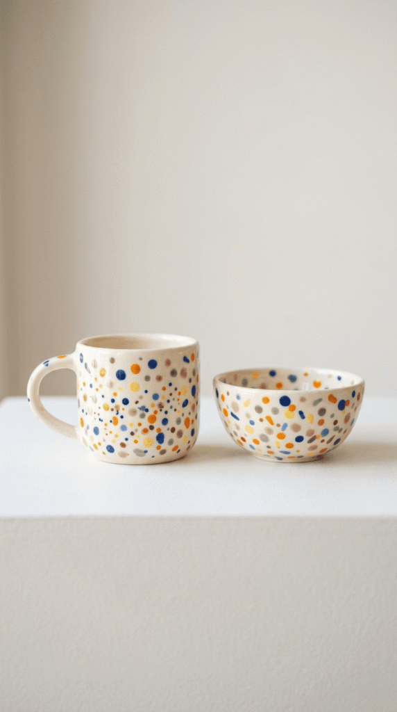 diy Pottery Painting , Polka Dots and Confetti Spots