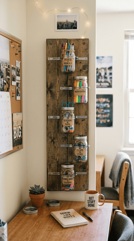 DIY Dorm ,Mason Jar Organizer Wall