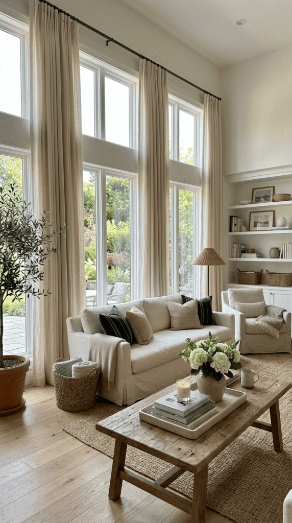 Modern Nancy Meyers   , Floor-to-Ceiling Curtains
