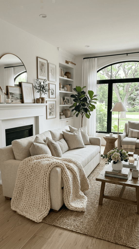Nancy Meyers Aesthetic Living Room , Chunky Knit Throw Blankets 