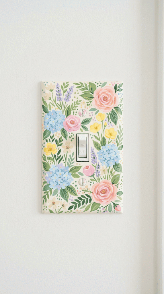  Pastel Floral Painted Light Switch Cover