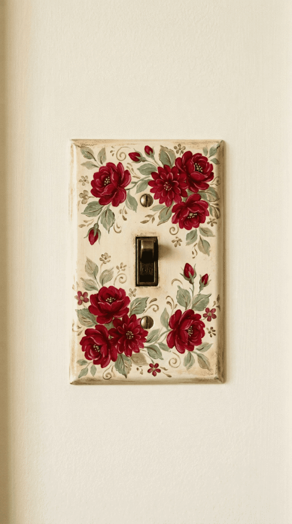 Vintage Rose Painted   Switch Cover