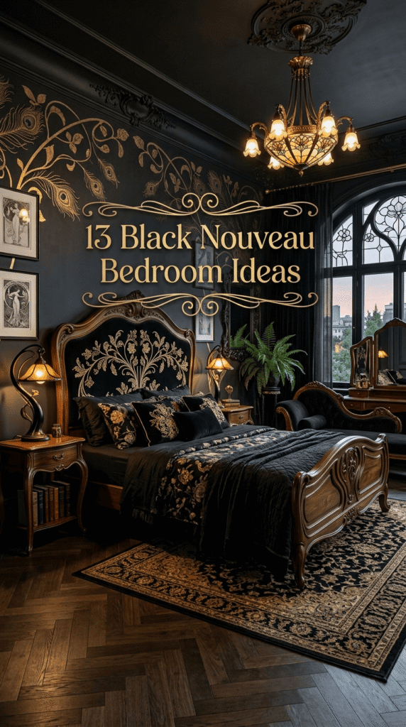 black nouveau bedroom