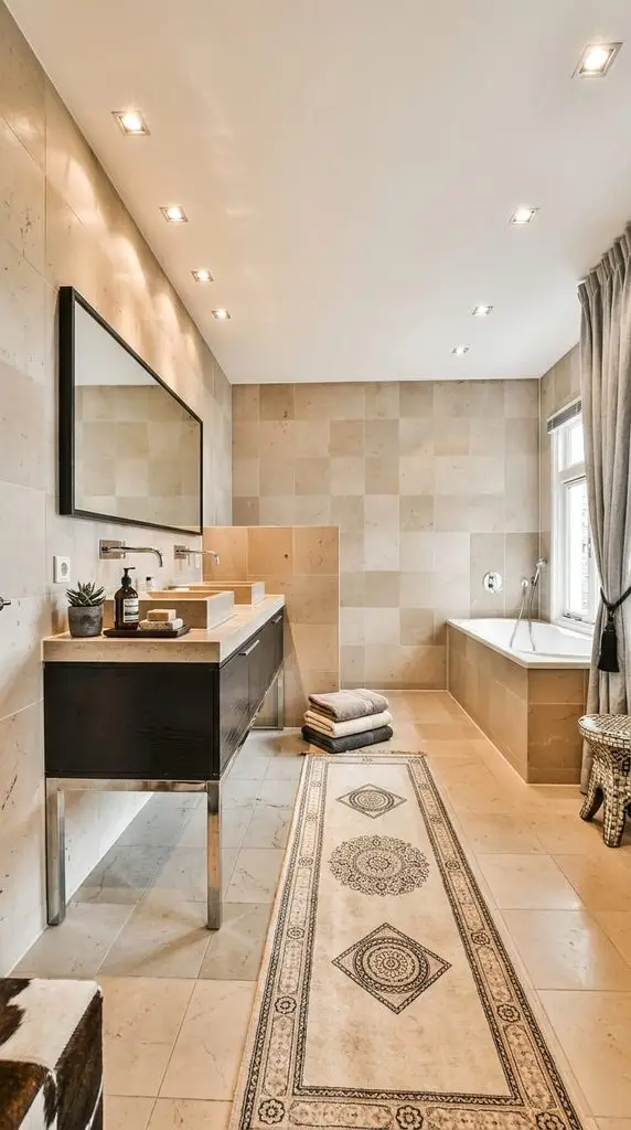 Two-Tone Black and Beige Bathroom