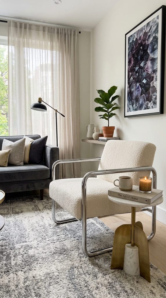 chrome accent chair living room decor