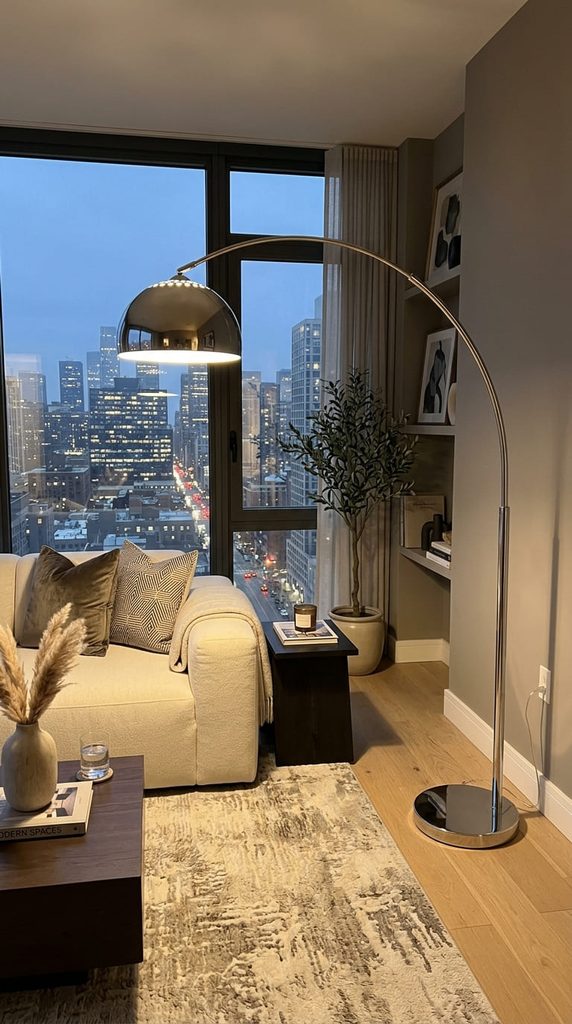 chrome floor lamp living room decor