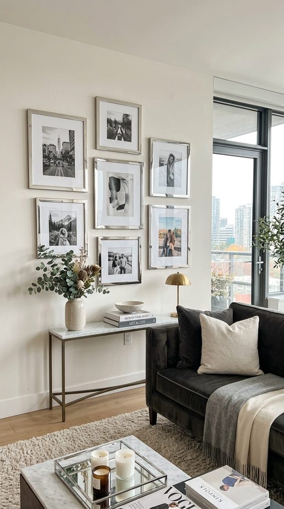 chrome photo frames living room decor