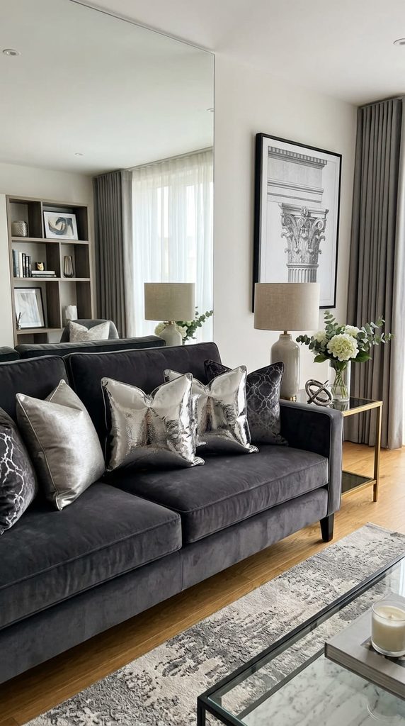 chrome throw pillow accents living room decor