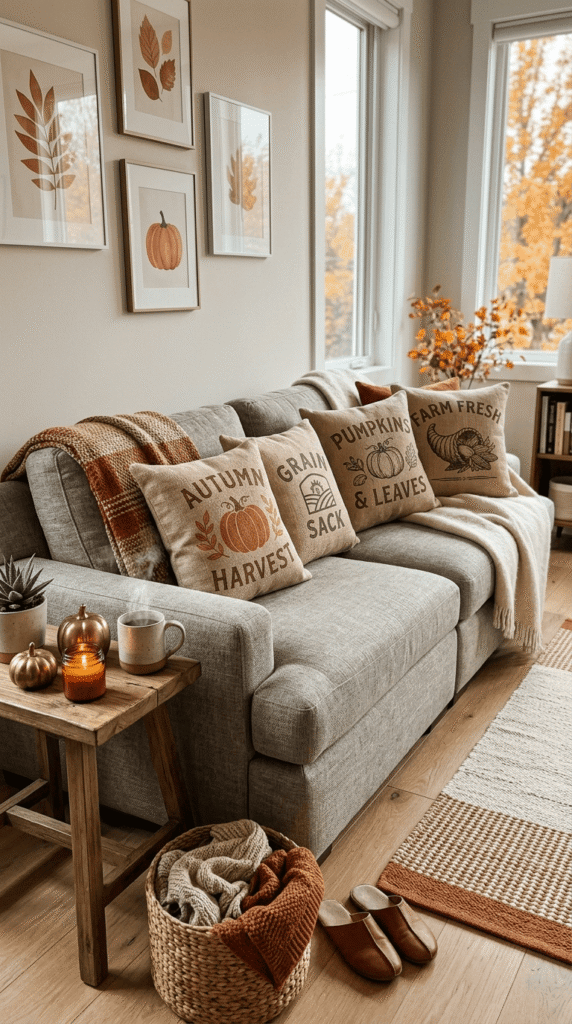 grain sack throw pillows primitive autumn couch