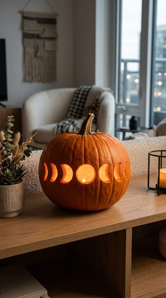 moon phase pumpkin carving idea
