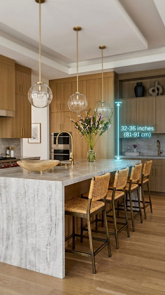 pendant lighting height over kitchen island