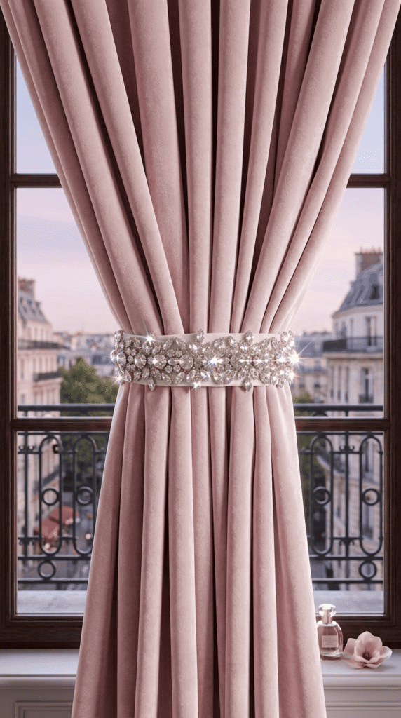 curtain tieback decorated with rhinestones