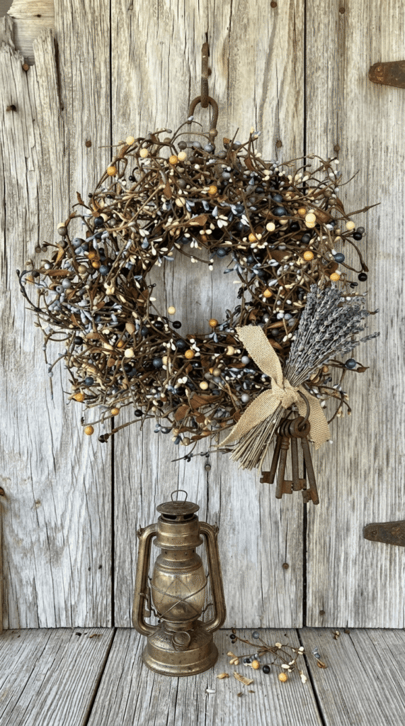 wood-bead-pip-berry-wreath-primitive-decor