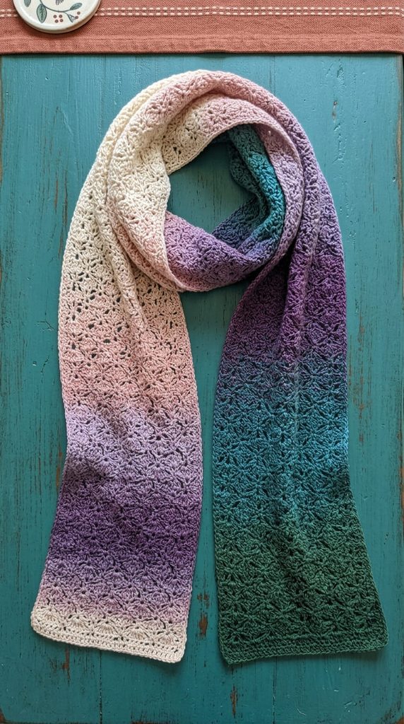 Fingering weight crochet scarf designed for gradient yarn