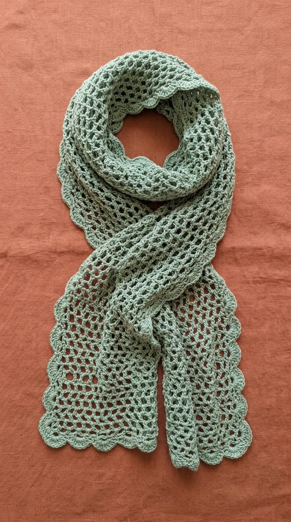 Lightweight mesh stitch crochet scarf 