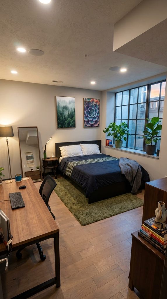 Mirrors in basement bedroom