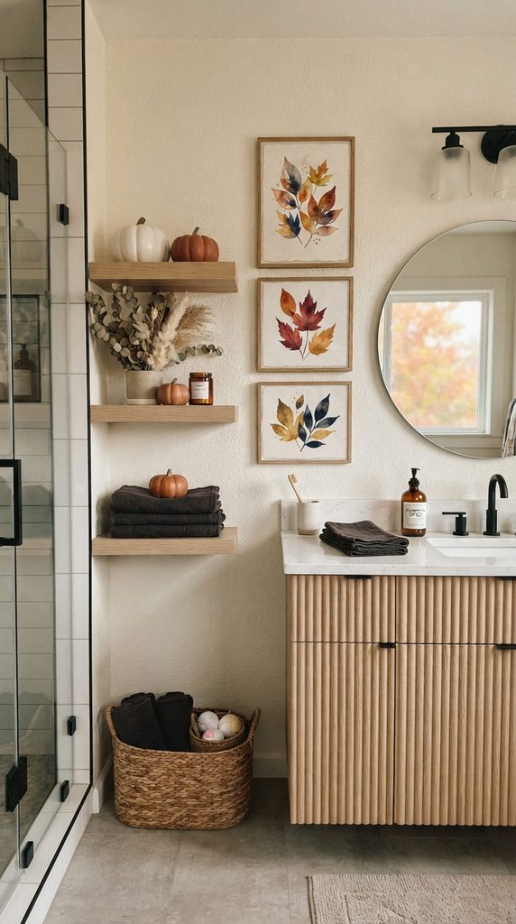 autumn themed wall art fall bathroom decor