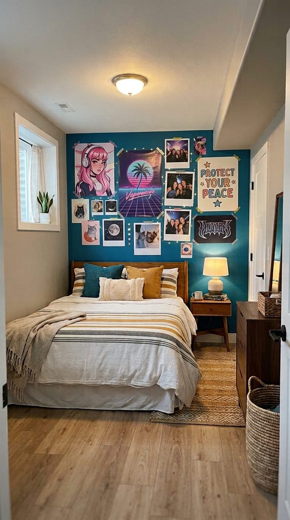 bold-accent-wall-basement-bedroom
