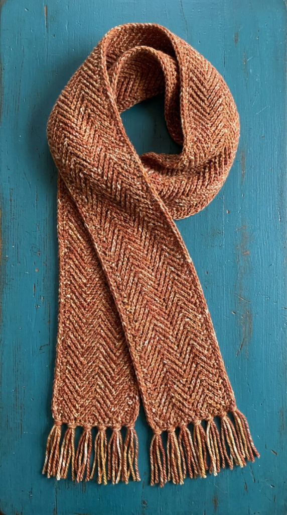 Herringbone stitch crochet scarf in super bulky yarn