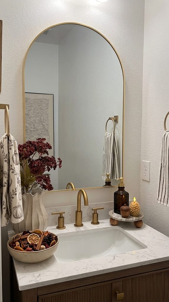 potpourri bowl fall bathroom decor idea