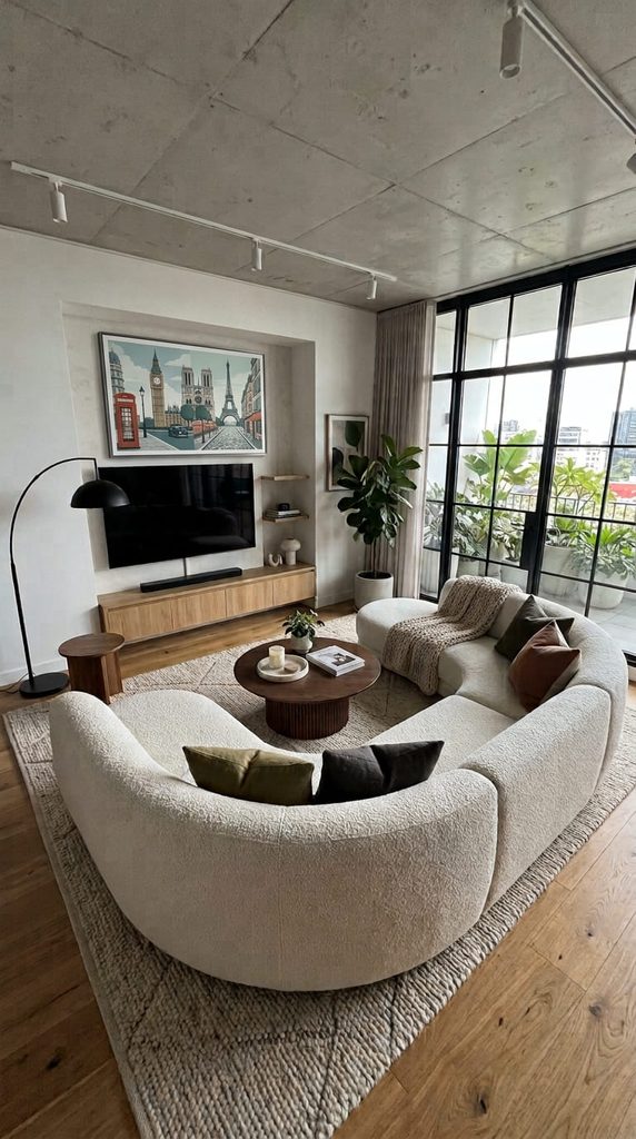 Curved sofa design idea for a modern living room