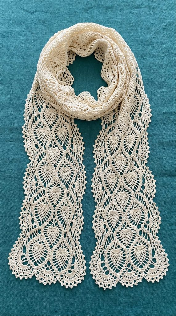 diamond-lace-crochet-scarf