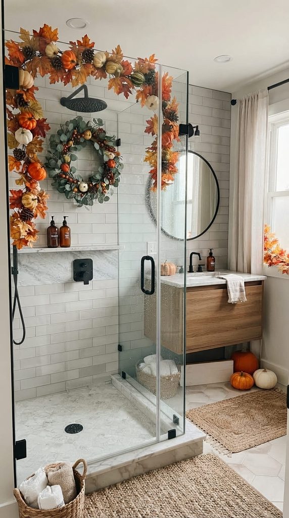 fall themed shower curtain bathroom decor