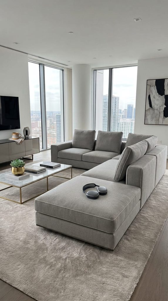 Modern luxury sofa design idea with tailored cushions