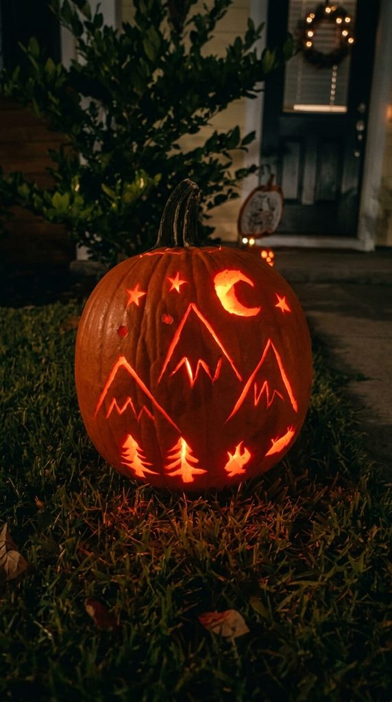 mountain tree line pumpkin carving