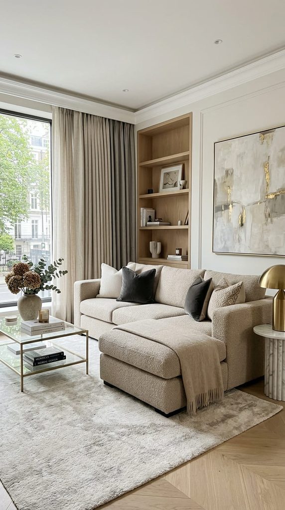 Neutral sofa design in a living room