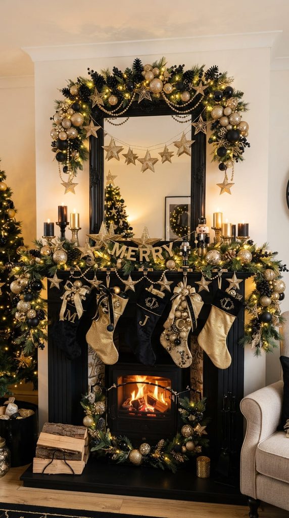 Black and Gold Glam Mantel