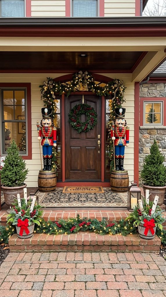 Nutcracker front porch Christmas decor
