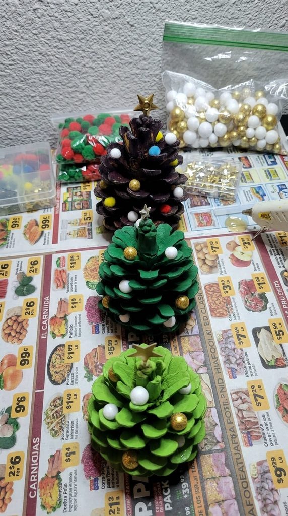 Painted Pinecone Trees