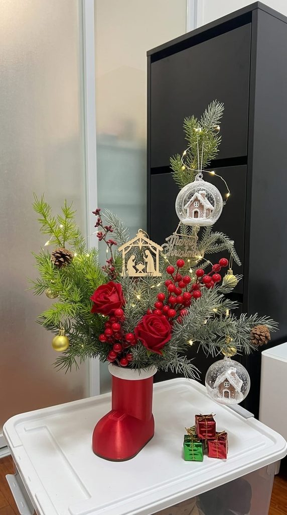 Santa Boot Vase Centerpiece