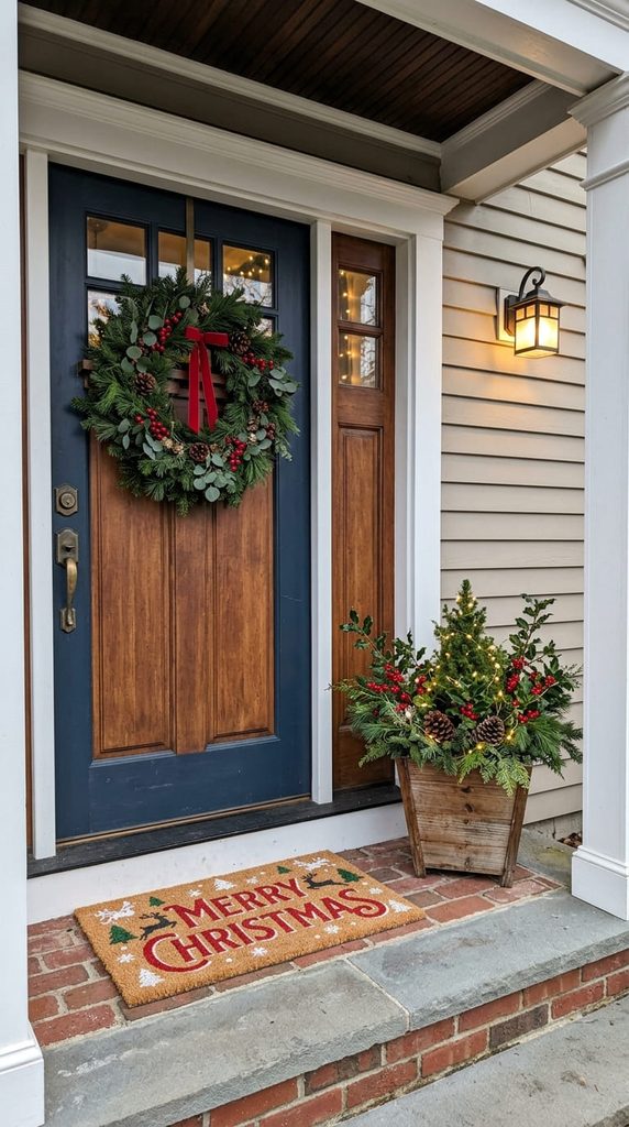 Small porch front porch Christmas decor 