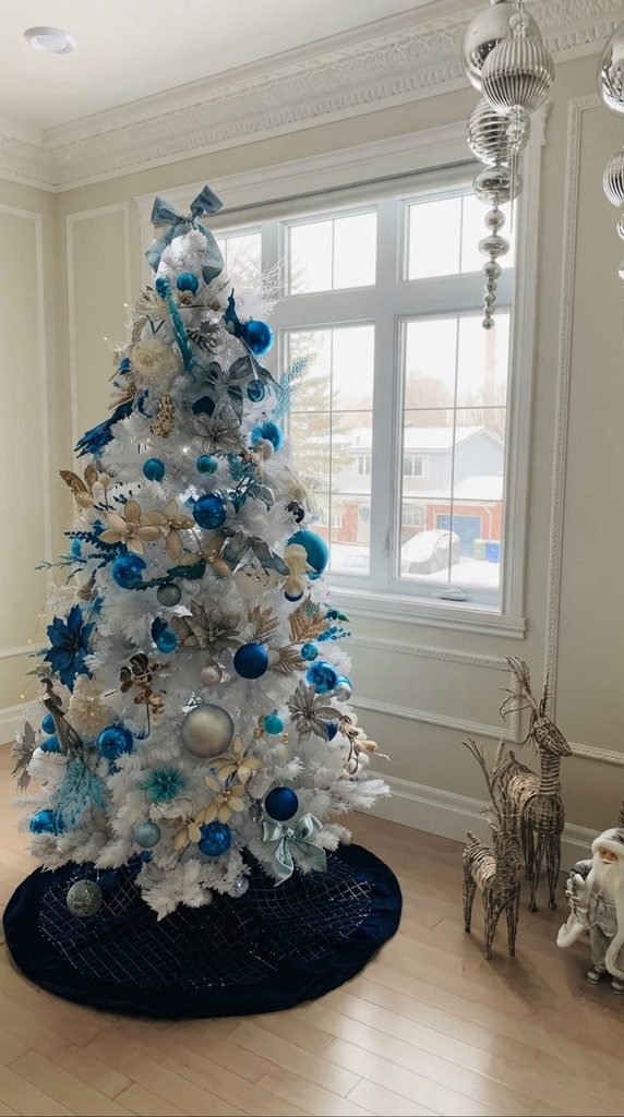 Blue and silver Christmas tree