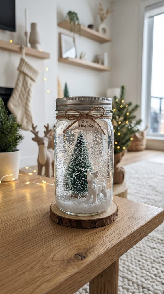mason jar snow globe DIY Christmas decor